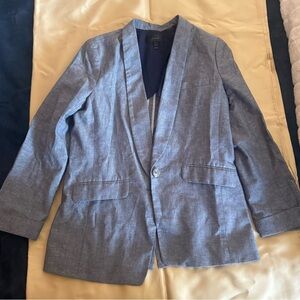 J.Crew NWT Unstructured Jacket / Blazer Size 8 Blue Cotton-Linen Style H6200